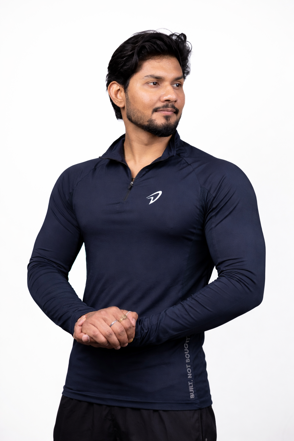 powerflex men compression t shirt navy blue quick dry breathable gym wear india